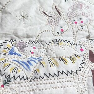 Vintage Heritage Lace Baby Jesus Angel Nativity Christmas Wall Hanging 15 X 20